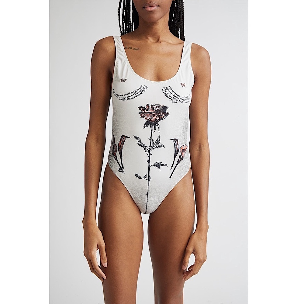 NEW-RARE🔥Jean Paul Gaultier Tatoo Roses One-Piece Swimsuit🔥